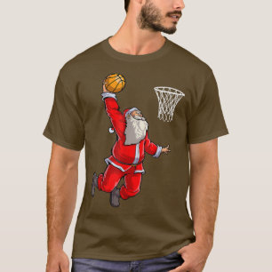 Santa Basketball Christmas Boys Men Slam Dunk Ball T-Shirt