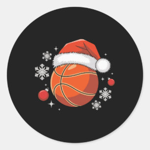 Santa Basketball Christmas Sports Holiday Hat Classic Round Sticker