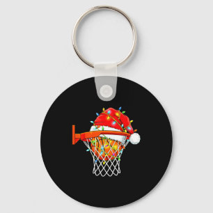 Santa Basketball Dunk Christmas Srts For Boys Girl Keychain