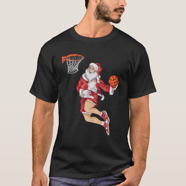 Santa Basketball Dunk Christmas | Winter Athlete G T-Shirt (Front)