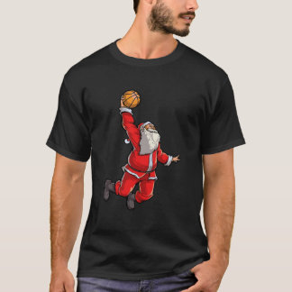 Santa Basketball Flying Dunk Christmas Dunking San T-Shirt