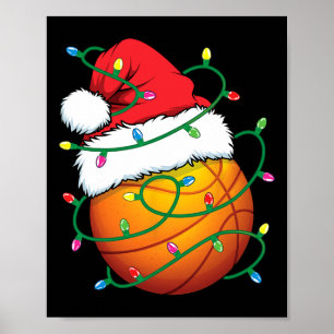 Santa Basketball Sports Ball Men Boys Christmas Xm Poster