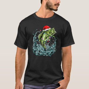 Santa Bass Fishing Christmas For Men Fishermen Xm T-Shirt
