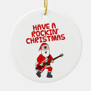 Santa Bass Guitar Bassist Christmas Ornament