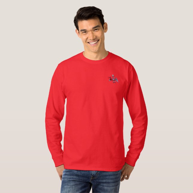 Santa Bat men red long sleeve T-shirt (Front Full)