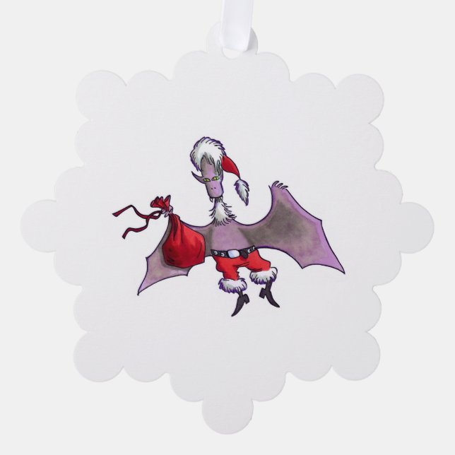 Santa Bat snowflake paper ornament Card (Front)
