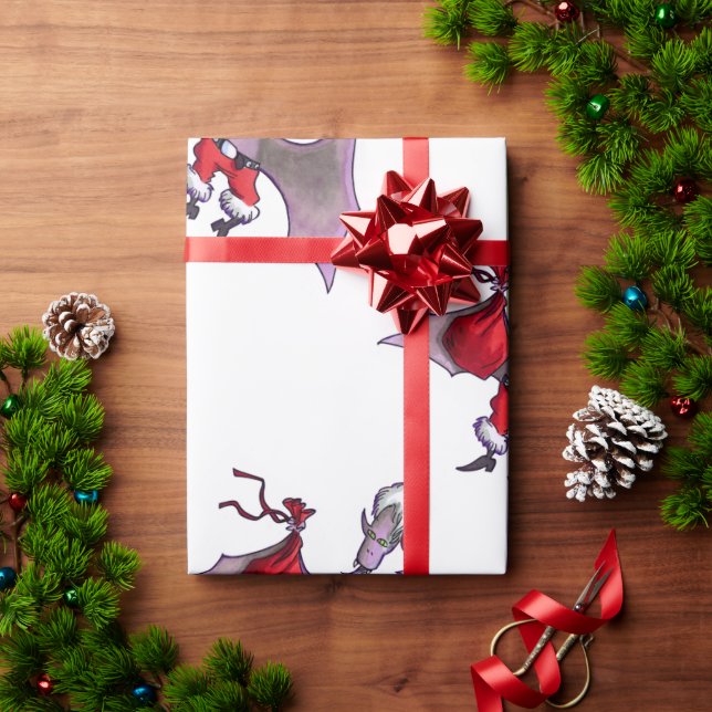 Santa Bat white matte wrapping paper medium (Holiday Gift)