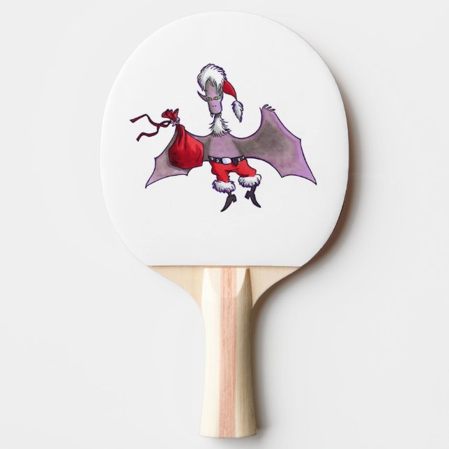 Santa Bat white ping pong paddle (Front)