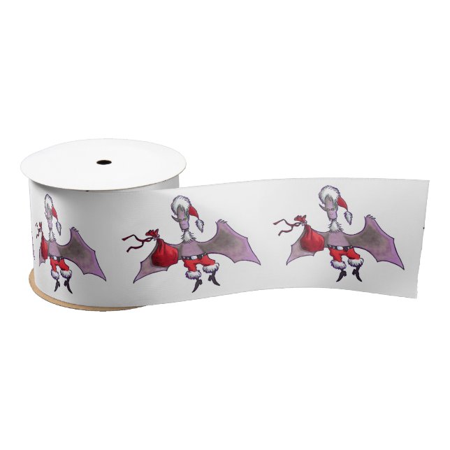 Santa Bat white ribbon spool Satin Ribbon (Spool)