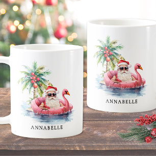 Santa Beach Christmas Coffee Mug
