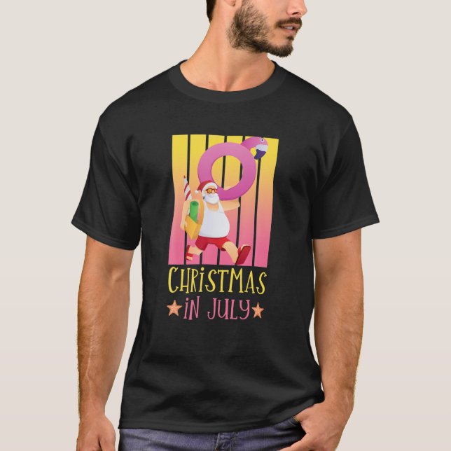 Santa Beach Christmas In July Kids Hawaiian Summer T-Shirt (Front)