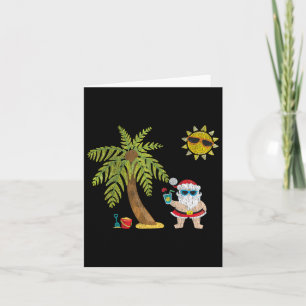 Santa Beach Tropical Christmas In July Palm Trees Card