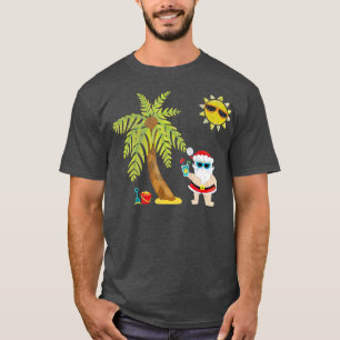 Santa Beach Tropical Christmas in July Palm Trees T-Shirt