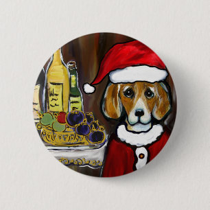 SANTA BEAGLE 2 INCH ROUND BUTTON
