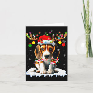 Santa Beagle Christmas Lights Funny Reindeer Dog X Card