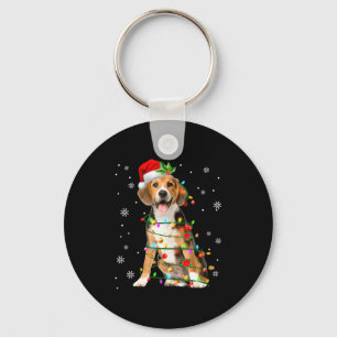 Santa Beagle Christmas Lights Xmas Dog Lover Men W Keychain