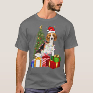 Santa Beagle Dog Christmas Tree Light Funny Xmas D T-Shirt