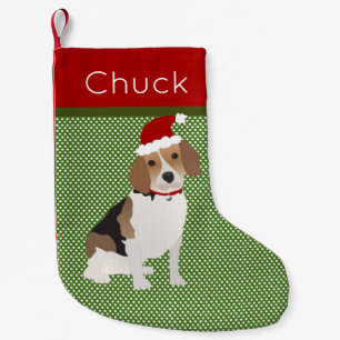 Santa Beagle Personalized Small Christmas Stocking