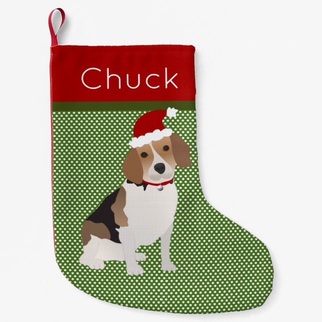 Santa Beagle Personalized Small Christmas Stocking (Front)