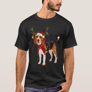 Santa Beagle Reindeer Light Christmas T-Shirt