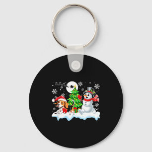 Santa Beagle Snowman Running Friends Christmas Own Keychain