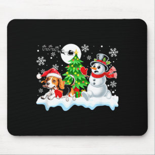 Santa Beagle Snowman Running Friends Christmas Own Mouse Pad