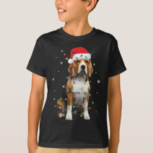 Santa Beagle with Christmas lights Funny Dog Lover T-Shirt