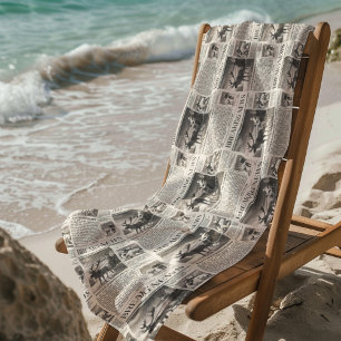 Santa Bear Breaking News Newspaper Christmas Deer Beach Towel