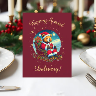 Santa Bear’s Sleigh Festive Wishes Holiday Card