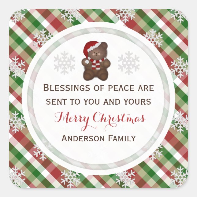 Santa Bear & Snowflake Personalized Stickers (Front)