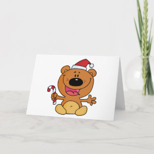 Santa Bear with Candy Cane Holiday Card