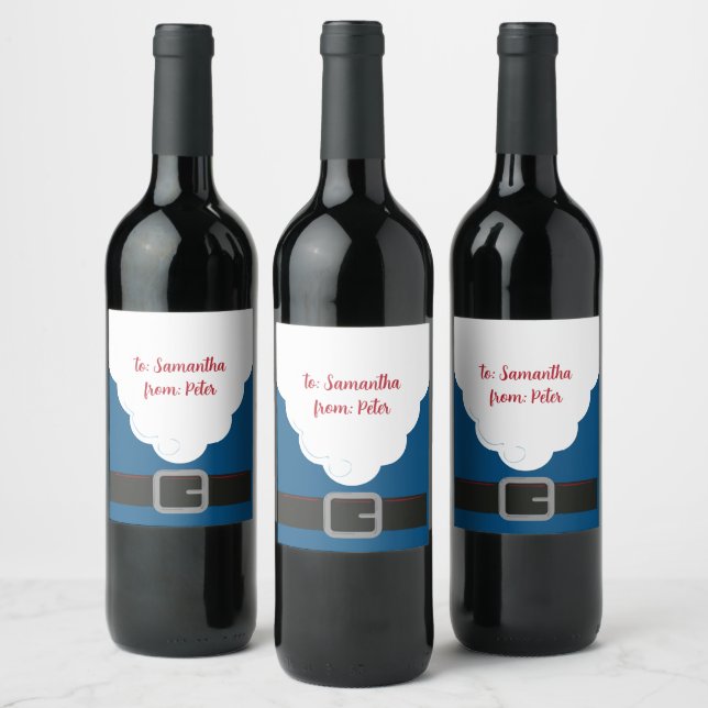 Santa Beard Hope You've Been Good - Cobalt Blue Wine Label (Bottles)