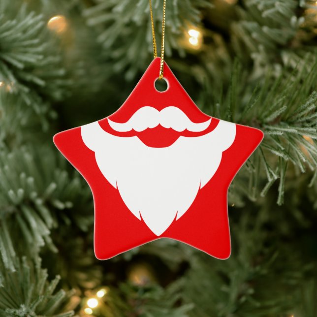 Santa beard moustache gift red & white ornament (Tree)