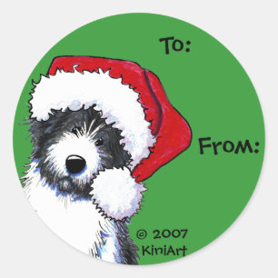 Santa Bearded Collie Gifts Classic Round Sticker