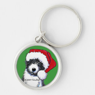 Santa Bearded Collie Gifts Keychain