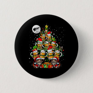 Santa Bearded Dragons And Beer Gles Xmas Tree Drin 2 Inch Round Button