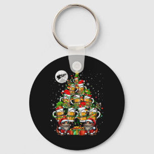 Santa Bearded Dragons And Beer Gles Xmas Tree Drin Keychain