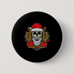 Santa Bearded Skull Christmas Pajama Cool Skeleton 2 Inch Round Button