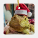 Santa Beardie Ceramic Ornament<br><div class="desc">Cute Bearded Dragon wearing a Santa Hat</div>