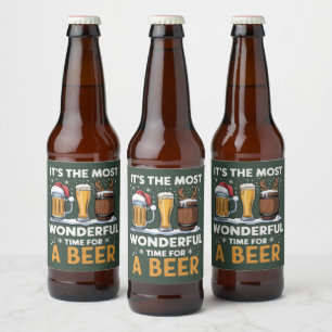 Santa Beer Christmas Party Drinking Family Gifts Bottle Label