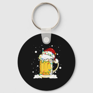 Santa Beer Merry Christmas Drinking Happy Holiday  Keychain