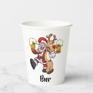 Santa Beer Reindeer Christmas Paper Cups