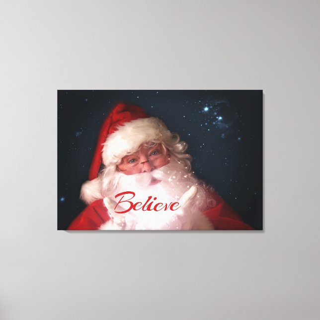 Santa Believe Christmas Art Canvas Print (Front)
