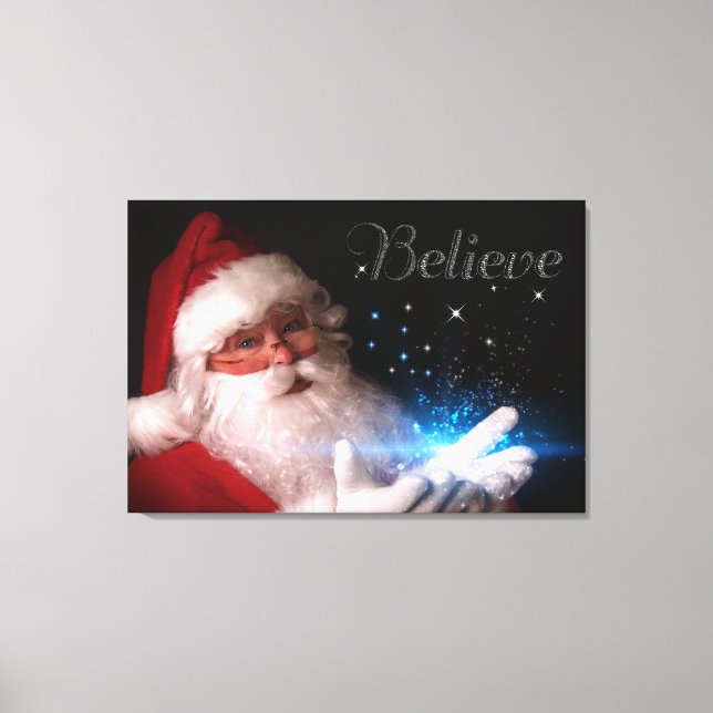 Santa Believe Christmas Art Canvas Print (Front)