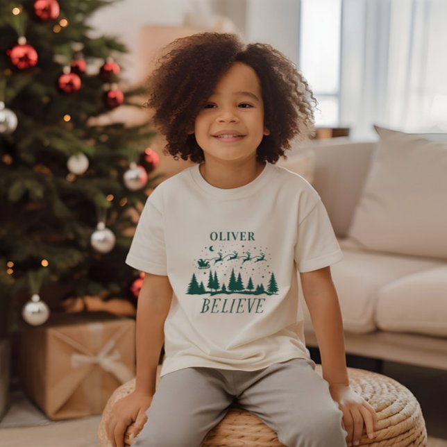 Santa believe Christmas traditional green T-Shirt (Creator Uploaded)