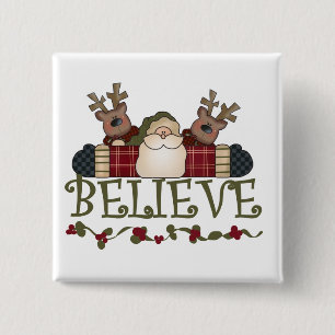Santa Believe T-shirts and Gifts 2 Inch Square Button