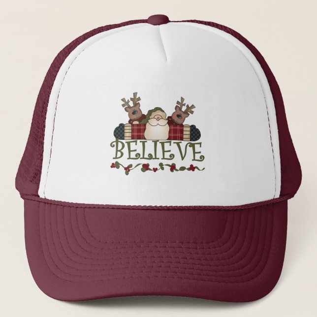 Santa Believe T-shirts and Gifts Trucker Hat (Front)
