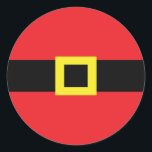 Santa Belly Belt Buckle Funny Christmas Holiday Classic Round Sticker<br><div class="desc">This fun holiday sticker is sure to make them giggle! A red background has a black belt with a yellow buckle over the middle. What could it be except... Santa Claus' belly! Great for all your Christmas or winter holiday cards and letters, gift wrapping, or for dressing up your laptop...</div>