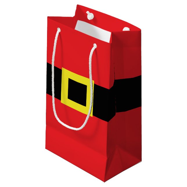 Santa Belt Buckle Belly Red Black Yellow Christmas Small Gift Bag (Front Angled)