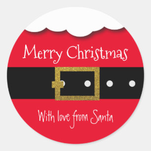 Santa Belt Merry Christmas Personalized Classic Round Sticker